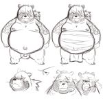  2019 anthro balls belly canid canine clothing eyes_closed fundoshi gyobu japanese_clothing leaf male mammal moobs nipples overweight overweight_male penis raccoon_dog riversausage scar simple_background solo tanuki tattoo teeth tokyo_afterschool_summoners underwear video_games white_background 