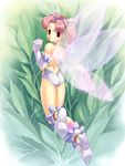  bare_shoulders fairy flying foreshortening gloves looking_back minigirl nature original pink_hair smile solo twintails uchiu_kazuma wings 