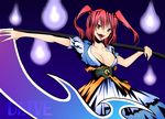  alternate_weapon breasts cleavage daive hitodama large_breasts onozuka_komachi red_eyes red_hair scythe short_hair solo tongue touhou weapon 