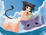  animal_ears asphyxiation ass ball beach beachball bikini black_eyes black_hair blue_sky bob_cut bubble cat cat_ears cat_girl cat_tail cloud cloudy_sky copyright_request day drowning fisheye looking_at_another naitou_kouse ocean one-piece_tan open_mouth outdoors purple_cat shiny shiny_skin short_hair sky solid_oval_eyes solo swimsuit tail tan tanline tears trembling water wet white_bikini 