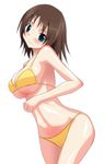  bikini blue_eyes breasts brown_hair large_breasts looking_at_viewer original solo swimsuit underboob yuuki1103 