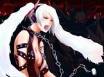  bad_id bad_pixiv_id breasts chain collar demon hagane_miku hagane_vocaloid large_breasts nanahime red_eyes silver_hair solo vocaloid white_hair 