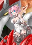  artist_request blue_eyes breasts busou_shinki doll_joints large_breasts mecha_musume multiple_girls pink_hair red_eyes red_hair tail thighhighs tigris twintails vitulus 