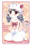  2008 animal_costume animal_ears bad_id bad_pixiv_id barefoot blush chinese_zodiac drill_hair flat_chest kneeling mouse_costume mouse_ears mouse_tail naked_ribbon new_year original red_eyes redrop ribbon silver_hair solo tail year_of_the_rat 