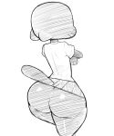  anthro big_butt butt cartoon_network clothed clothing crossed_arms domestic_cat exposed_butt felid feline felis female fur mammal mature_female monochrome nicole_watterson raised_skirt raised_tail rear_view simple_background solo the_amazing_world_of_gumball unknown_artist white_background 