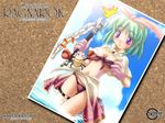  acolyte blush breasts green_hair highres ishihara_masumi medium_breasts photo_(object) ragnarok_online short_hair solo wallpaper water weapon 