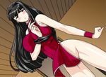  aoyama_motoko artist_request between_breasts black_hair blush breasts brown_eyes china_dress chinese_clothes dress large_breasts long_hair love_hina no_panties non-web_source solo 