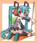  artist_request boots cosplay golf_club green_hair hatsune_miku hatsune_miku_(cosplay) kooh pangya red_eyes ribbon solo thighhighs twintails vocaloid wings 