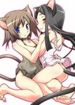  animal_ears barefoot bottomless camisole cat_ears feet hermmy multiple_girls original tail 