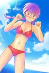  bad_id bad_pixiv_id bikini blush braid brown_eyes day freckles glasses kyaperin ocean purple_hair ri_kouran round_eyewear sakura_taisen swimsuit twin_braids twintails 