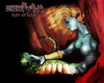  blonde_hair blue_skin bracer breasts castlevania castlevania:_portrait_of_ruin lamia large_breasts medusa_(castlevania) monster_girl no_nipples nude official_art pointy_ears profile s._higashida scales snake_tail solo tail 