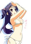  9law :o bikini breasts clannad cleavage from_side hair_bobbles hair_ornament ichinose_kotomi long_hair md5_mismatch medium_breasts navel purple_eyes purple_hair side-tie_bikini silhouette simple_background solo swimsuit two_side_up white_background 