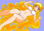  bikini blonde_hair blush breasts gomamiso_(gomamiso_sp) horns large_breasts long_hair original purple_eyes solo swimsuit ushita_kaoruko very_long_hair 