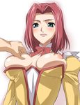  baanin blue_eyes breast_grab breasts code_geass dress grabbing kallen_stadtfeld large_breasts nipples puffy_nipples red_hair short_hair solo 