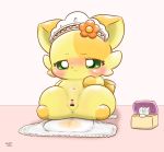  anthro blush censored chaco_(cocotama) cocotama cub diaper felid feline female hirake!_cocotama mammal nyupu pussy semi-anthro simple_background solo urine wetting young 