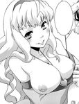  breasts cleavage greyscale kuroo_(project_apricot) large_breasts long_hair macross macross_frontier monochrome nipples sheryl_nome solo 