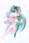  bad_id bad_pixiv_id blue_eyes boots breasts cleavage detached_sleeves esper final_fantasy final_fantasy_iv final_fantasy_vi green_footwear green_hair green_leotard highres leotard medium_breasts monster_girl multiple_girls nude older pink_hair pink_skin pointy_ears red_eyes rydia thighhighs tina_branford trance_tina_branford urihara84 