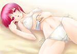  ayato beach bikini lyrical_nanoha mahou_shoujo_lyrical_nanoha_strikers red_eyes red_hair schach_nouera short_hair side-tie_bikini solo swimsuit 