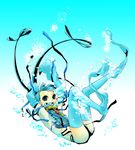  air_bubble armpits asphyxiation bad_id bad_pixiv_id blue_eyes blue_hair bubble drowning gen_4_pokemon manaphy personification pokemon ribbon solo submerged todoroki_sora underwater 