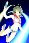  boots elbow_gloves energy_gun esuurya gloves headset midriff nagato_yuki navel ray_gun short_hair short_shorts shorts silver_hair solo sos_galactic_patrol suzumiya_haruhi_no_yuuutsu weapon 