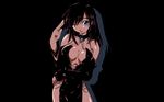  amei_sumeru black_dress black_hair breasts center_opening cleavage dress highres large_breasts original pelvic_curtain solo wallpaper 