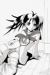  bad_id bad_pixiv_id dragon_quest dragon_quest_iii fighter_(dq3) greyscale monochrome panties shio_satou striped striped_panties twintails underwear undressing 