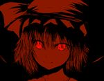  glowing glowing_eyes highres monochrome nearequal red red_eyes remilia_scarlet solo touhou 