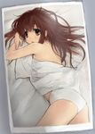  asahina_mikuru ass bad_id bad_pixiv_id bed bed_sheet blush brown_eyes brown_hair highres long_hair lying madokan_suzuki panties sketch solo suzumiya_haruhi_no_yuuutsu underwear white_panties 