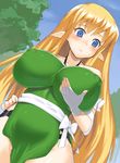  bad_id bad_pixiv_id blonde_hair breasts covered_nipples day elf fingerless_gloves gloves halterneck huge_breasts long_hair nagase_haruhito pointy_ears puffy_nipples solo tiffania_westwood zero_no_tsukaima 