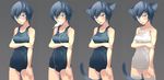  aikura_chihiro animal_ears bad_id bad_pixiv_id black_school_swimsuit blue_eyes blue_hair cat_ears food glasses highres one-piece_swimsuit persona persona_4 popsicle school_swimsuit shirogane_naoto short_hair swimsuit tail variations white_school_swimsuit white_swimsuit 