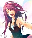  :d ^_^ artist_request blush closed_eyes happy hikari_(pokemon) long_hair open_mouth pokemon purple_hair simple_background smile solo white_background 