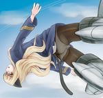  animal_ears ass bad_id bad_pixiv_id blonde_hair brown_eyes glasses long_hair panties panties_under_pantyhose pantyhose perrine_h_clostermann scharfschutze solo strike_witches striker_unit tail underwear world_witches_series 