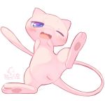  2016 3_toes blue_eyes blush cotora female feral fur legendary_pok&eacute;mon looking_at_viewer mew nintendo nude one_eye_closed open_mouth pawpads pink_fur pink_pawpads pok&eacute;mon pok&eacute;mon_(species) presenting presenting_pussy pussy short_ears snout solo spread_legs spreading tears toes tongue video_games 