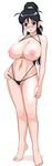  1girl bb black_hair breasts breasts_outside feet flying_tree_frog glasses highres hinata_aki huge_breasts huge_nipples keroro_gunsou large_breasts long_hair long_image milf nipples nude on_toes pince-nez ponytail simple_background swimsuit tall_image tiptoes white_background 