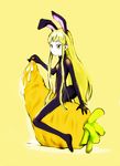  animal_costume animal_ears blonde_hair bodysuit bunny_costume bunny_ears carrot costume evangeline_a_k_mcdowell long_hair mahou_sensei_negima! pactio sexually_suggestive solo straddling tamaoki_benkyou very_long_hair 