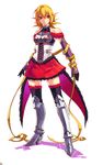  absurdres armor armored_dress bare_shoulders boots full_body highres hirano_katsuyuki knee_boots roze_(spectral_souls) solo spectral_(series) spectral_souls spectral_vs_generation standing thigh_boots thighhighs white_background zettai_ryouiki 