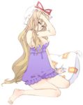  bad_id bad_pixiv_id barefoot blonde_hair breasts chita feet full_body hat large_breasts lingerie long_hair looking_at_viewer pillow ribbon simple_background sitting solo touhou underwear wariza white_background yakumo_yukari 