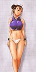  braid brown_hair capcom chun-li image_sample itou_nobuhiro md5_mismatch midriff panties pixiv_sample side-tie_panties solo street_fighter underwear white_panties 