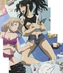  alcohol ayase_ruko bra breasts closed_eyes glasses kamishiro_yukari_(nogizaka_haruka) lingerie medium_breasts nogizaka_haruka_no_himitsu panties screencap sleeping stitched third-party_edit underboob underwear underwear_only 