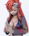  3d bikini_top breasts cleavage closed_eyes hair_ornament hands_clasped jacket kanzeon long_hair medium_breasts non-web_source own_hands_together ponytail red_hair solo tengen_toppa_gurren_lagann yoko_littner 