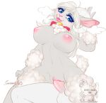  2019 anthro bell blush bovid bow breasts caprine domestic_sheep female hi_res hooves mammal masturbation nipples nude penetration penis plant pussy pussy_juice savemekitty senip sex sheep solo vaginal vaginal_masturbation wool 