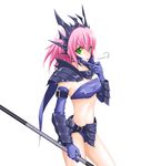  armor bikini bikini_armor dragoon dragoon_(final_fantasy) elbow_gloves final_fantasy final_fantasy_v gloves green_eyes helmet lapis lenna_charlotte_tycoon mask pink_hair polearm short_hair solo spear swimsuit weapon 