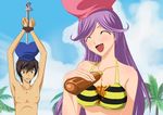  1girl 4chan bdsm bikini bondage bound bust_cup code_geass day drawfag hat honey lelouch_lamperouge meeya_hillmick striped striped_bikini swimsuit third-party_edit 