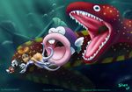  ayvuir-blue blooper boss_bass bubbles cheep_cheep daisy eel fish monster_girl nintendo princess_daisy shaz unagi underwater 