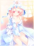  ai_takurou hat no_bra open_clothes open_shirt saigyouji_yuyuko shirt short_hair solo touhou 