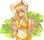  agrias_oaks bikini blonde_hair braid final_fantasy final_fantasy_tactics flower long_hair red_eyes saikachi_(ogre_tree) single_braid solo swimsuit 