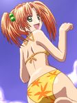  awa bikini doukoku_soshite hatori_itsumi leaf_print lowres maple_leaf_print oekaki paw_pose solo swimsuit 