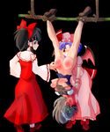  ass bdsm bondage bottomless bound hakurei_reimu izayoi_sakuya multiple_girls remilia_scarlet rope spanked spanking touhou 