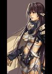  armor bandages gloves idnar long_hair original pillarboxed purple_eyes purple_hair solo 