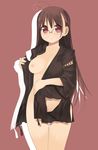  arima_senne breasts glasses highres kashiwamochi_yomogi long_hair medium_breasts nipples no_bra open_clothes open_shirt original shirt solo 